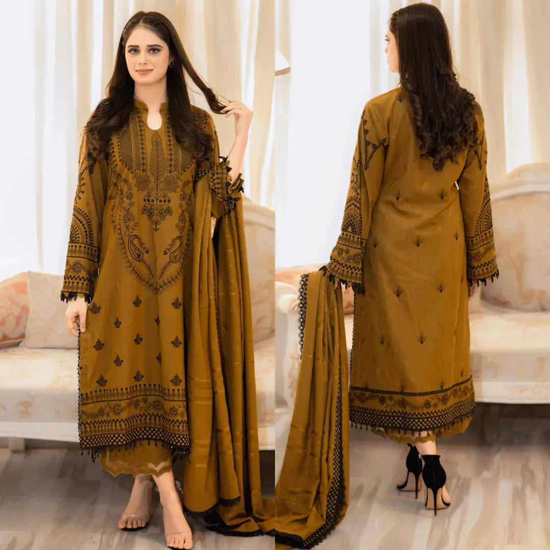 Baroque - 3PC Lawn Embroidered Suit
