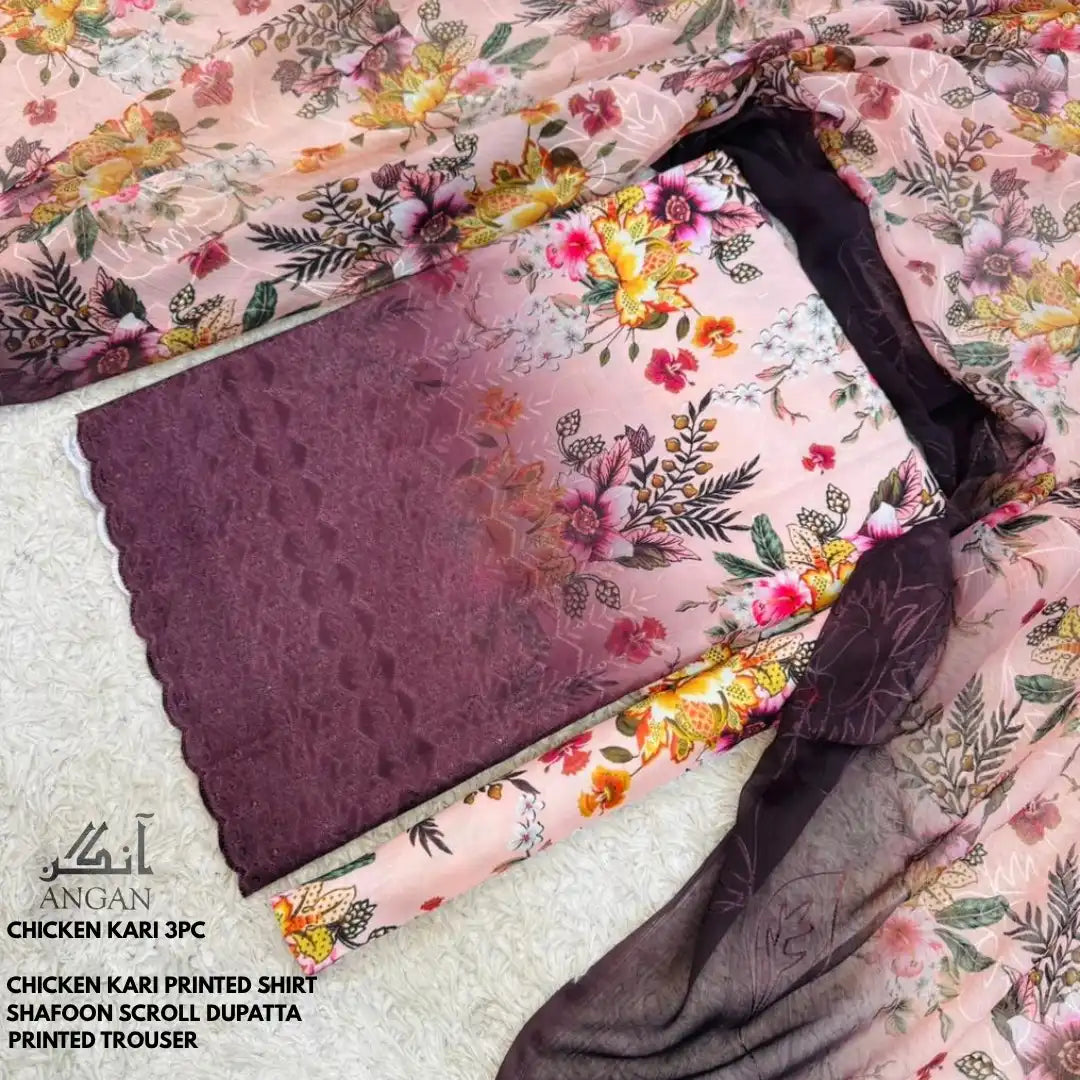 Angan Summer ‘26 – Embroidered Chikankari 3pc