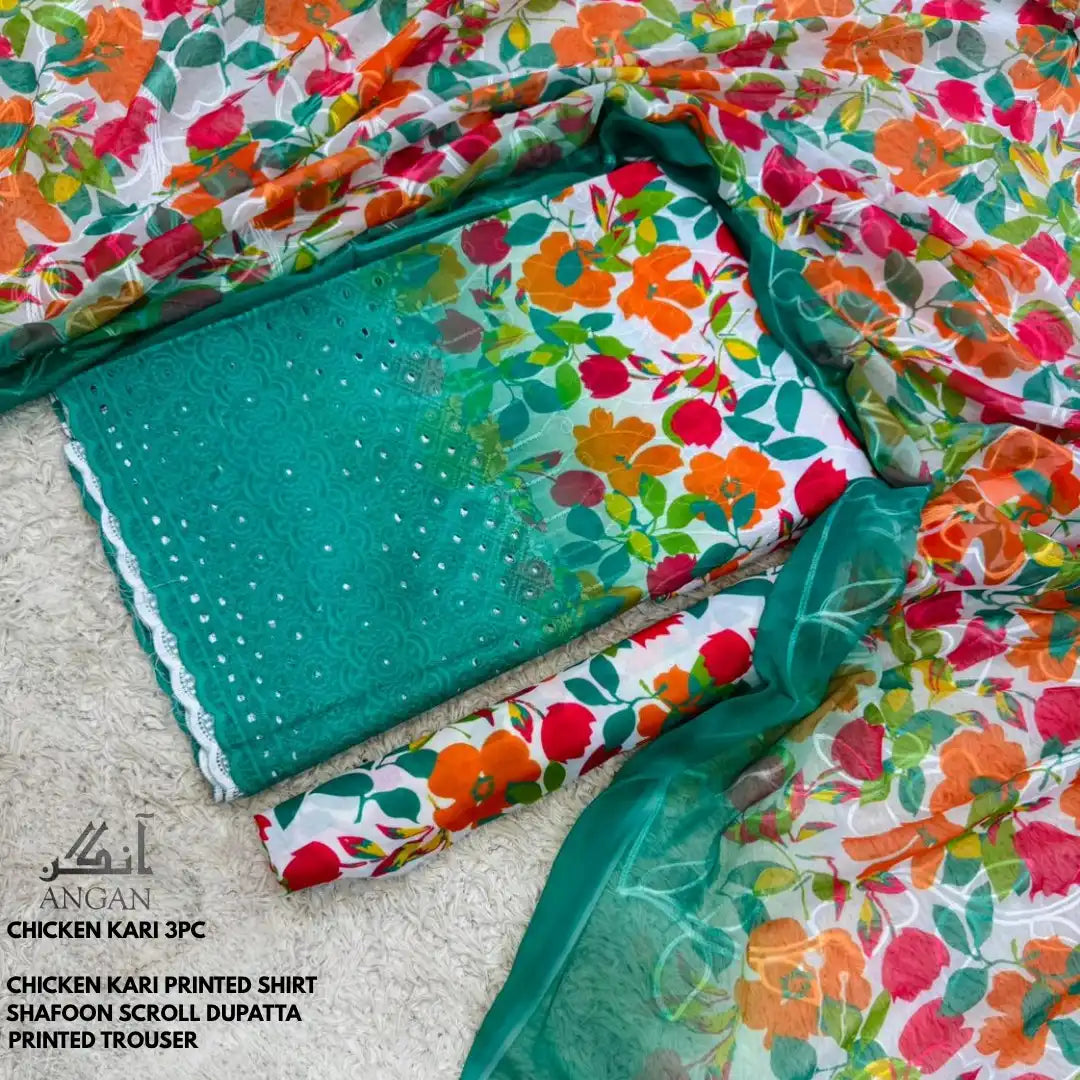 Angan Summer ‘26 – Embroidered Chikankari 3pc
