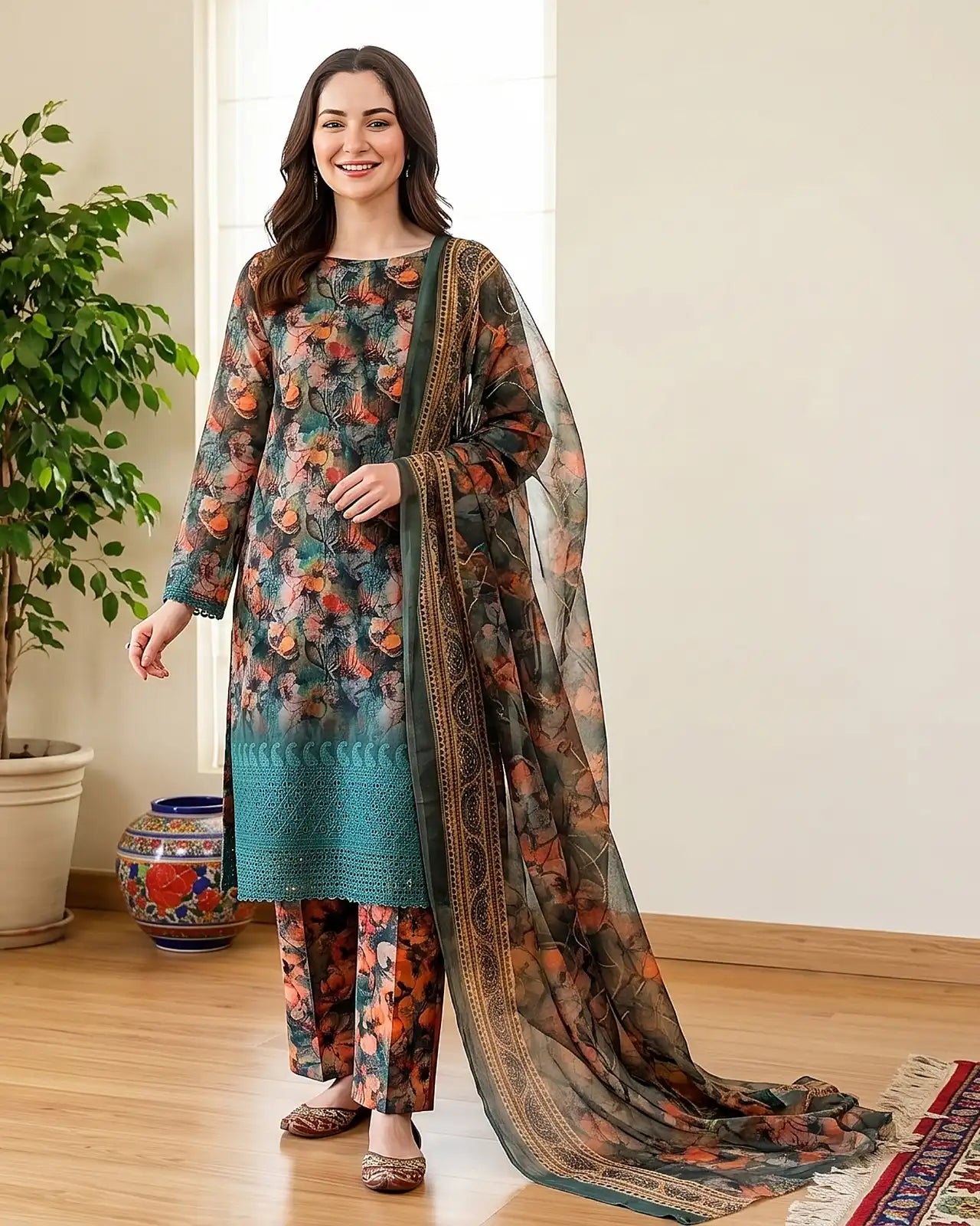 Angan Summer ‘26 – Embroidered Chikankari 3pc