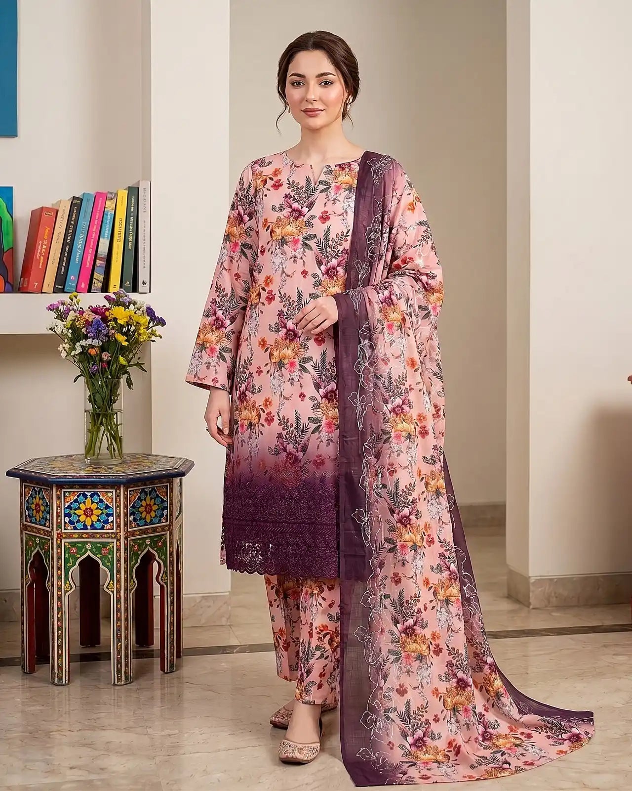 Angan Summer ‘26 – Embroidered Chikankari 3pc