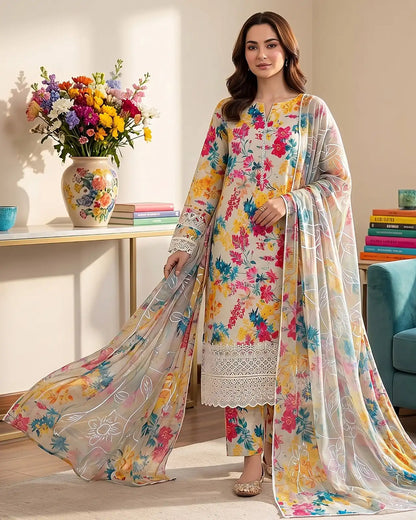 Angan Summer ‘26 – Embroidered Chikankari 3pc