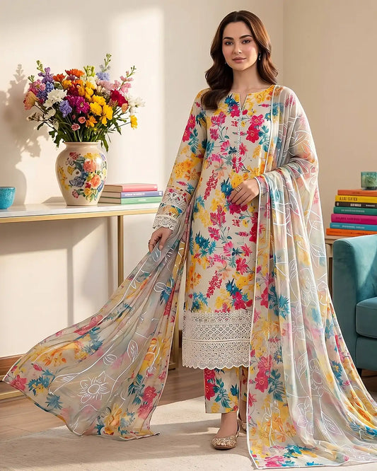 Angan Summer ‘26 – Embroidered Chikankari 3pc