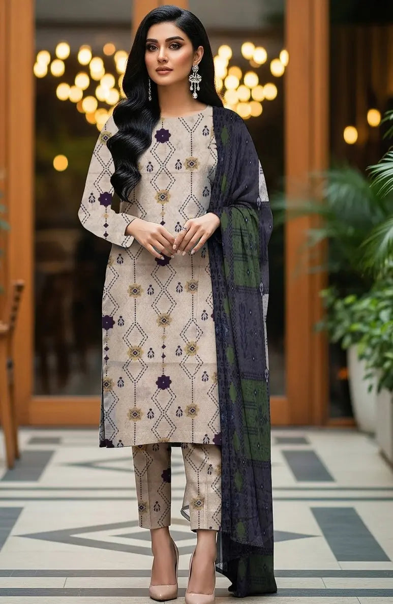 SAPPHIRE – Summer Collection 2026 –  3Pcs Printed Lawn P-1007
