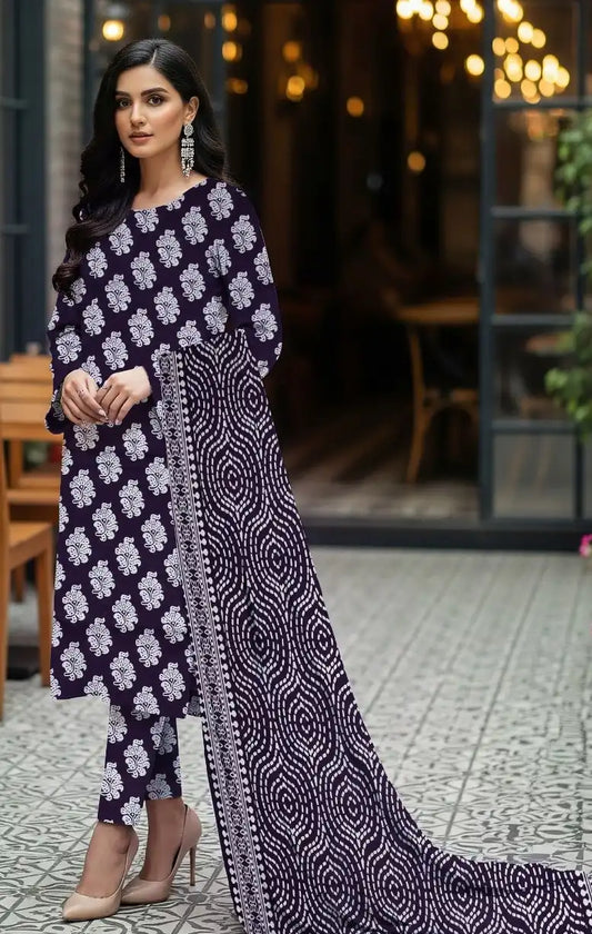 SAPPHIRE – Summer Collection 2026 –  3Pcs Printed Lawn P-1010