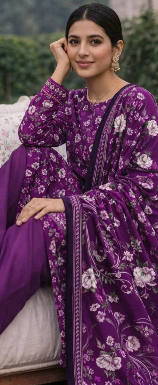 Baroque-Summer Collection 2026 – 3Pcs Printed Lawn P-1018